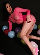 Sweet Jonelle plays with balloons